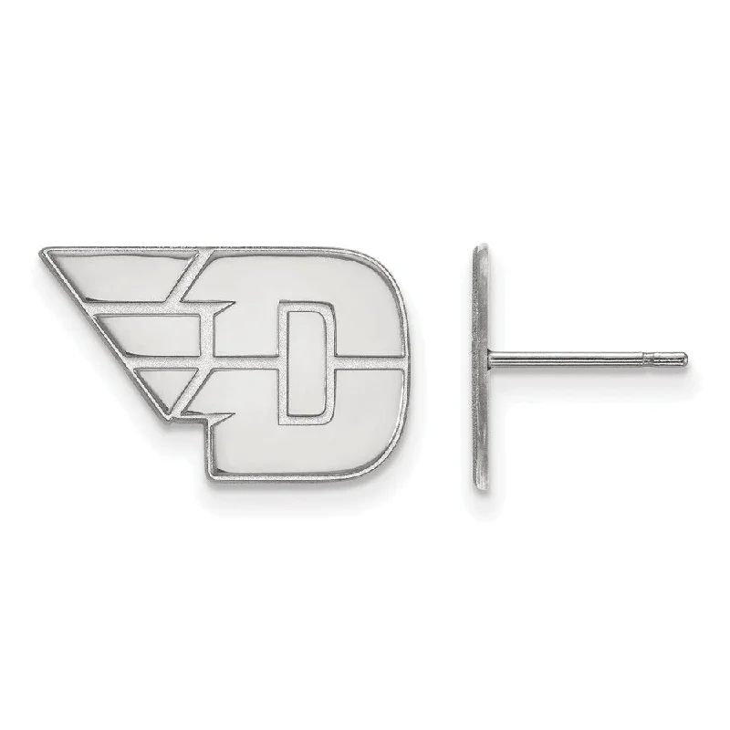 high fashion earrings for women -10k White Gold University of Dayton Small Post Earrings