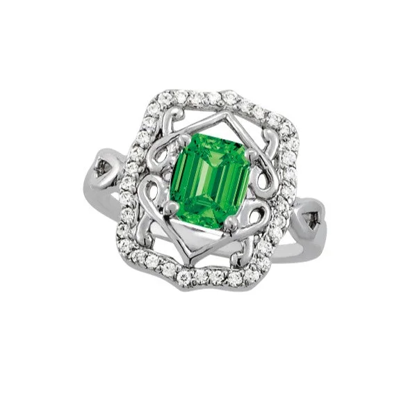 Women's rings solid-steel-14K Emerald Cut Diamond Ring