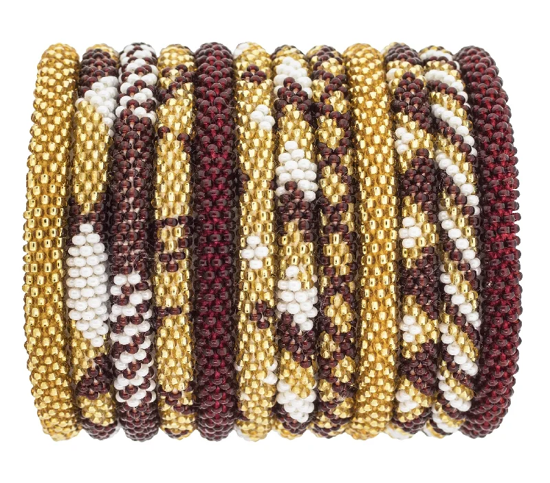 stylish name bracelets for women -Game Day Roll-On® Bracelets <br> Burgundy & Gold