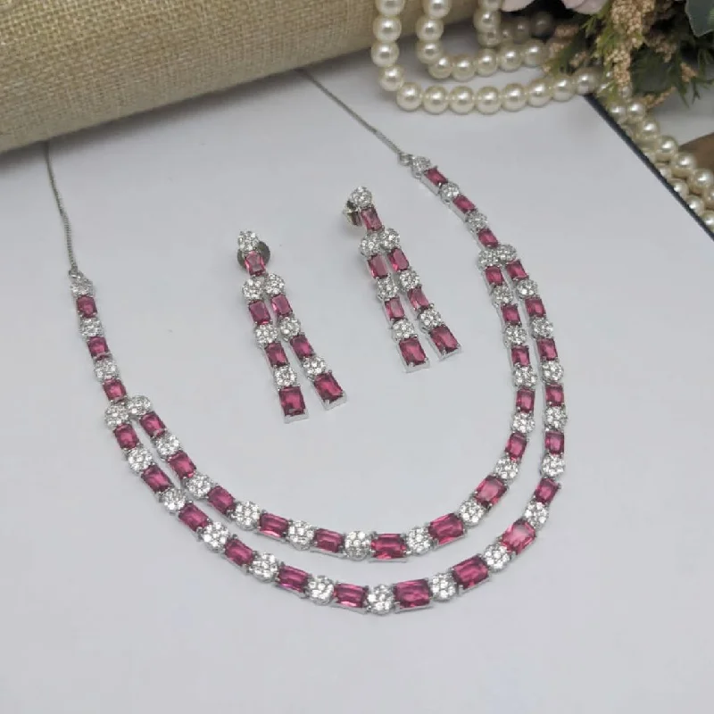 custom necklaces for women -Aamrapali Silver Plated Crystal Stone Necklace Set