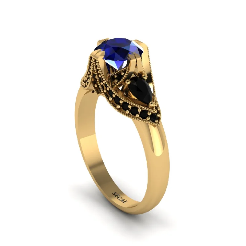 elegant engagement rings for women -Sapphire Vintage Round Cut Engagement Ring - Kali No. 43