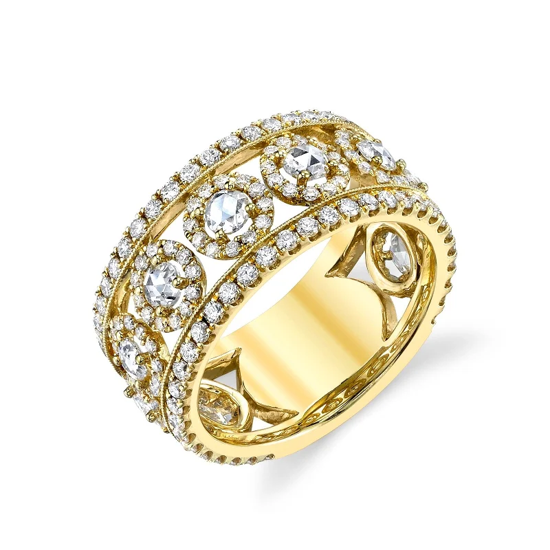 Women's rings contoured-twist-Classic Wide Band with Diamonds