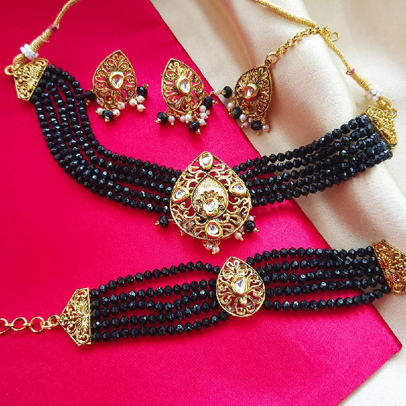 casual wear necklaces for women -Darshana Jewels Gold Plated Crystal Choker Necklace Set