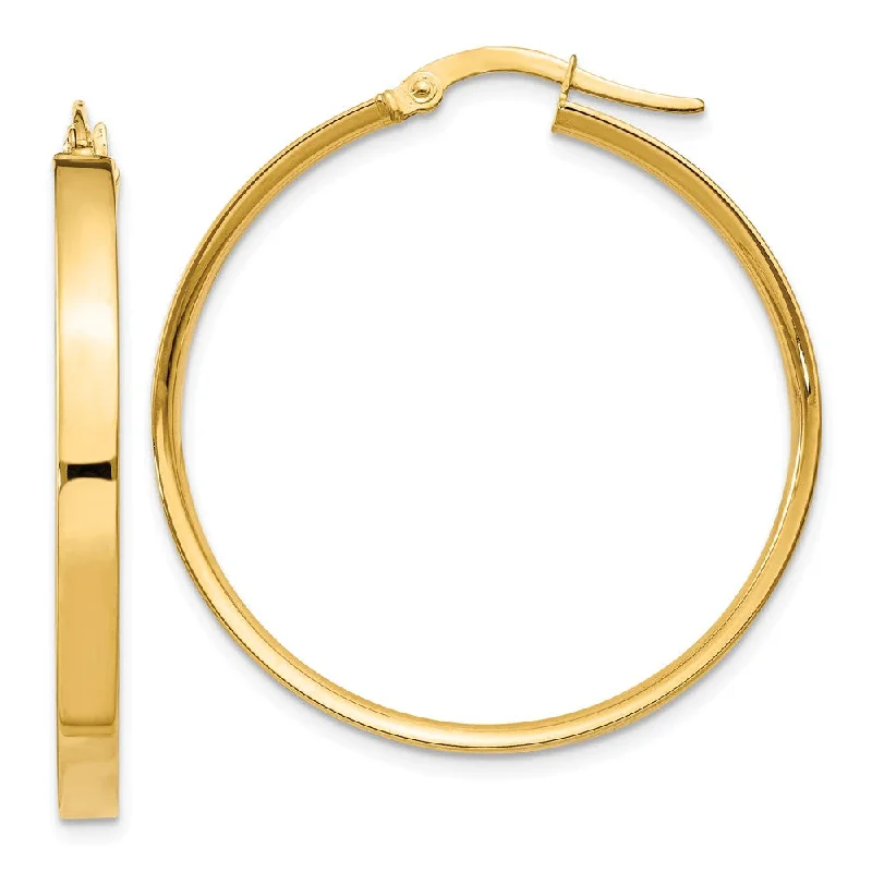 dainty earrings for women -3mm, 14k Yellow Gold Polished Round Hoop Earrings, 35mm (1 3/8 Inch)