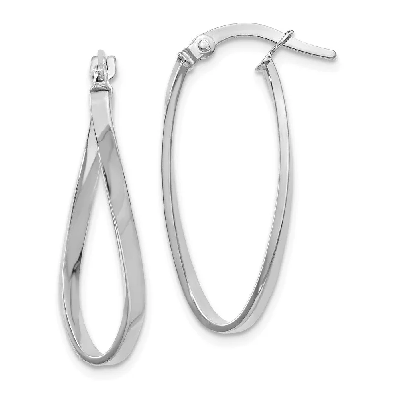 stylish earrings for women -1.8mm Twisted Oval Hoop Earrings in 14k White Gold, 26mm (1 Inch)