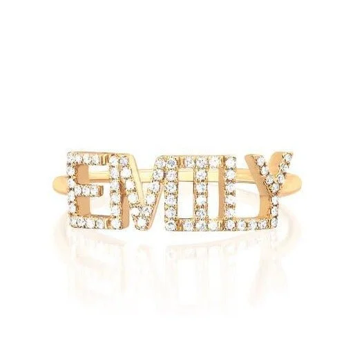 Women's rings ornate-arc-Diamond Personalized Name Ring