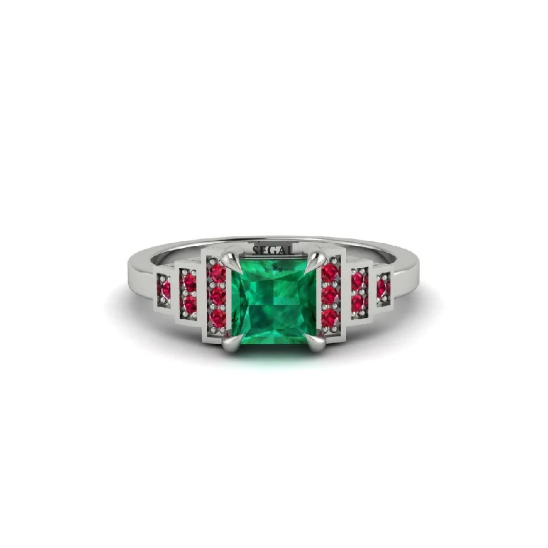 celestial moon engagement rings for women -Emerald Geometric Princess Cut Engagement Ring - Thea No. 51