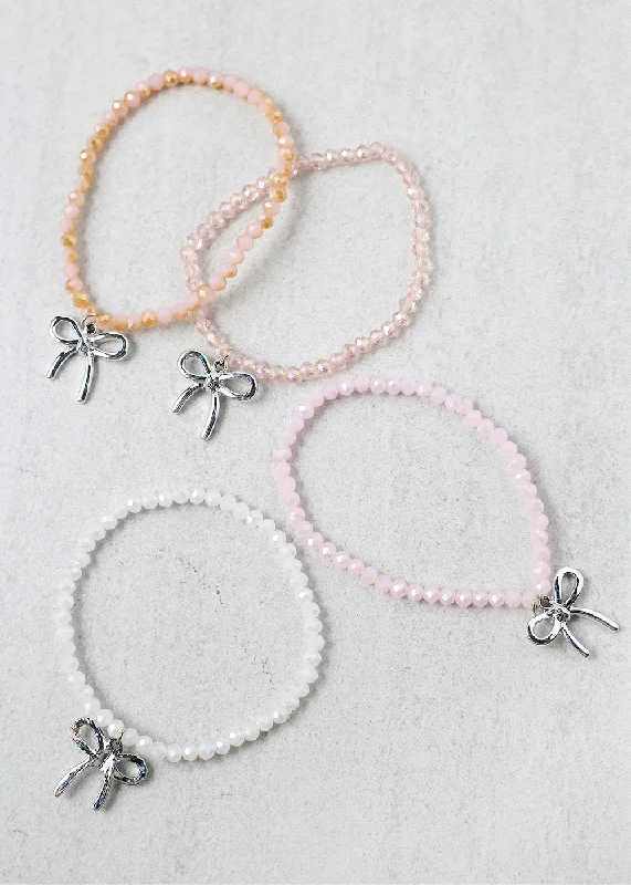 zodiac bracelets for women -Bow Charm Beaded Bracelet