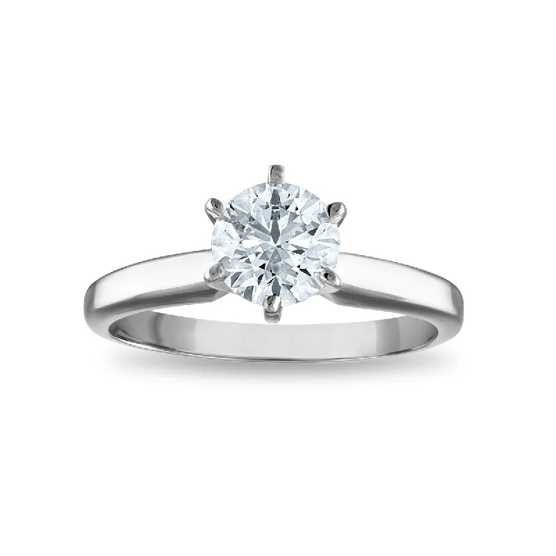 contemporary engagement rings for women -Signature Certificate EcoLove 1 1/2 CTW Round Lab Grown Diamond Solitaire Engagement Ring in 14KT White Gold