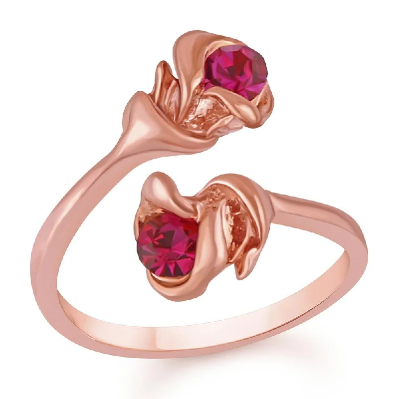 Women's rings ethereal-stone-Darshana Jewels Rose Gold Plated Austrian Stone Adjustable Ring