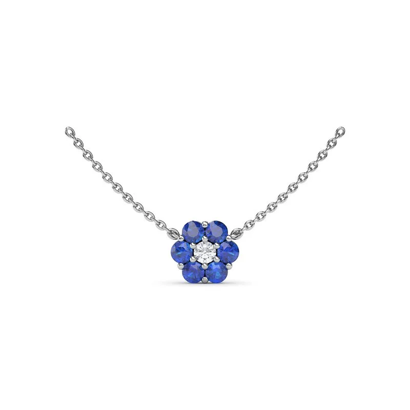 floral necklaces for women -Magnolia Sapphire and Diamond Necklace N5032S