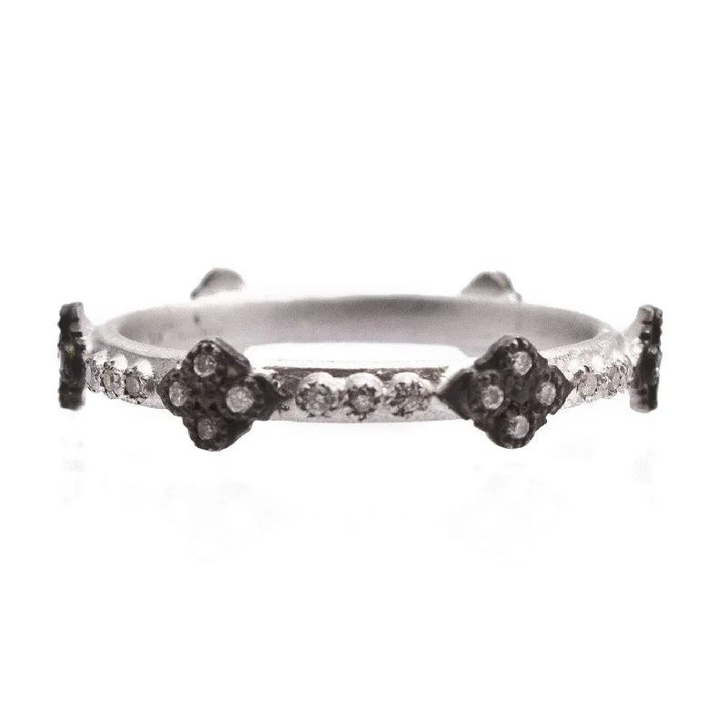 Women's rings modern-leaf-New World Crivelli Stackable Band with Champagne Diamonds