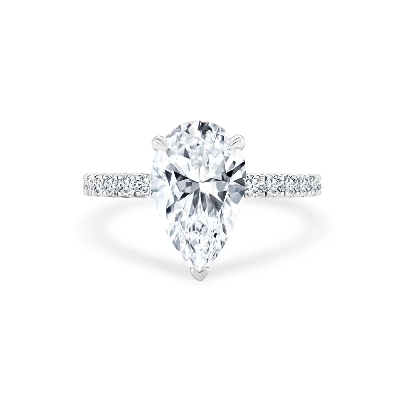 Women's rings hand-filigree-Pear Cut Solitaire on Diamond Band