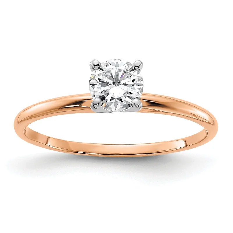 bold statement engagement rings -5MM Round Moissanite Solitaire Engagement Ring in 14KT Rose Gold; Size 7