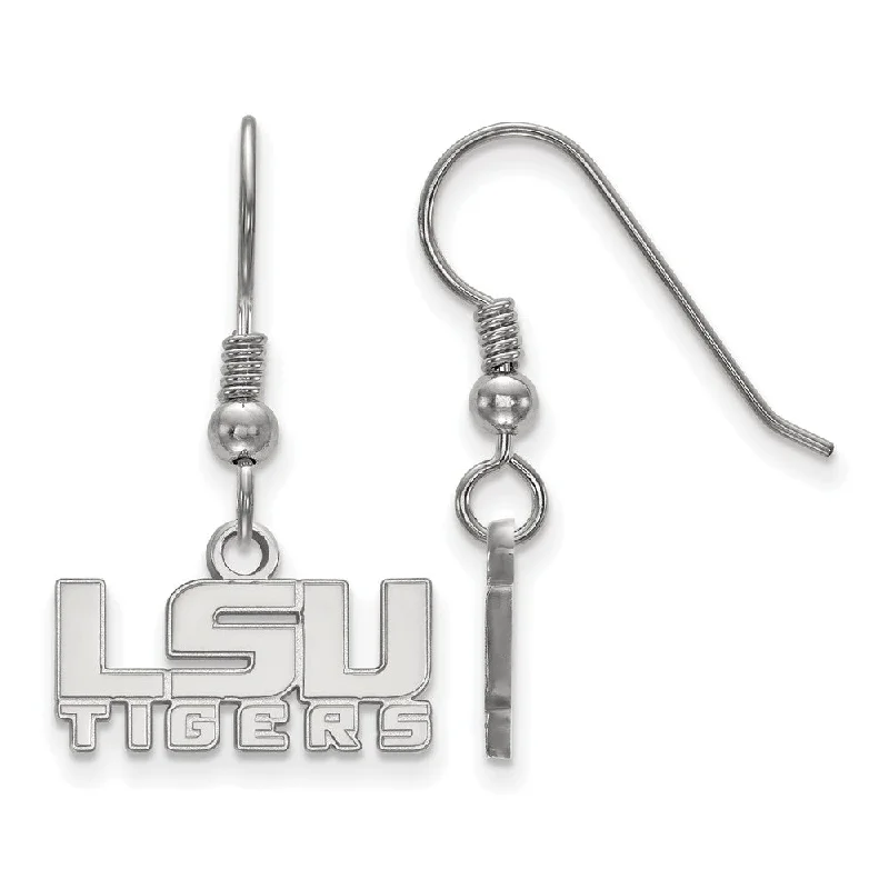 designer earrings for women -Sterling Silver Louisiana State University XS (Tiny) Dangle Earrings