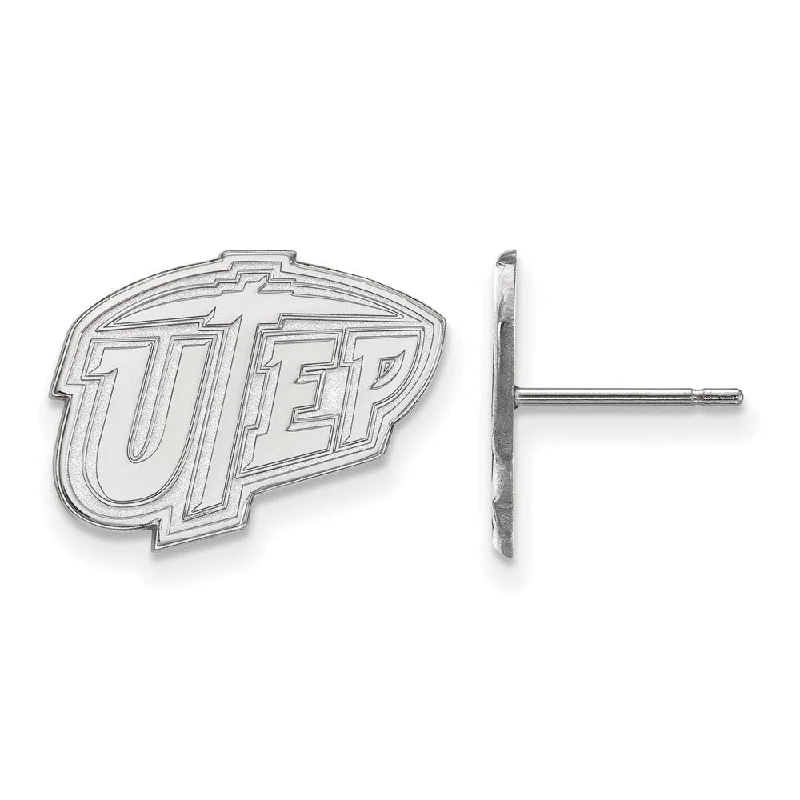 fancy earrings for women -10k White Gold University of Texas El Paso Post Earrings