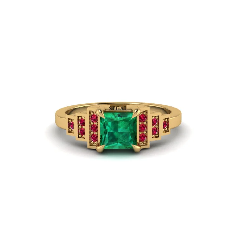 trendy minimalist engagement rings -Emerald Geometric Princess Cut Engagement Ring - Thea No. 49