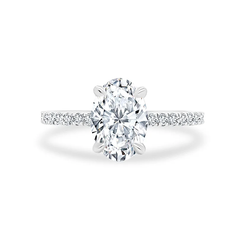 Women's rings breezy-band-Oval Cut Solitaire on Diamond Band