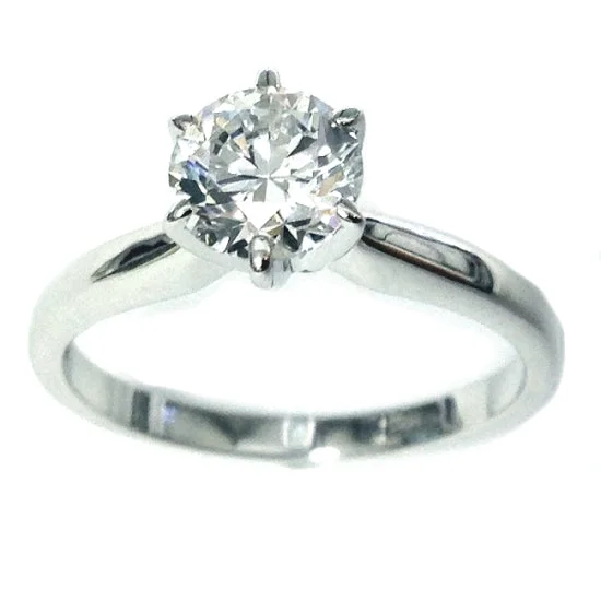 simple yet elegant engagement rings -Signature Certificate 1 CTW Round Diamond Solitaire Engagement Ring in 14KT White Gold