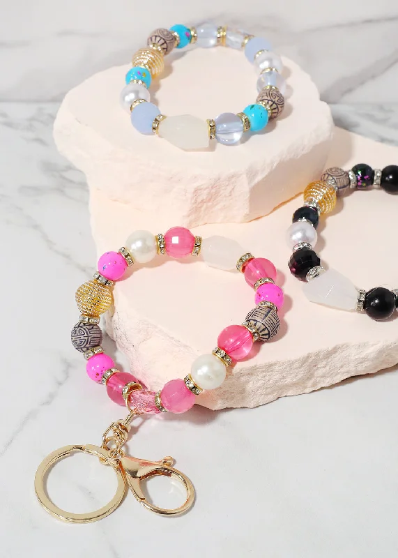 unique bracelets for women -Colorful Stone Keychain Bracelet