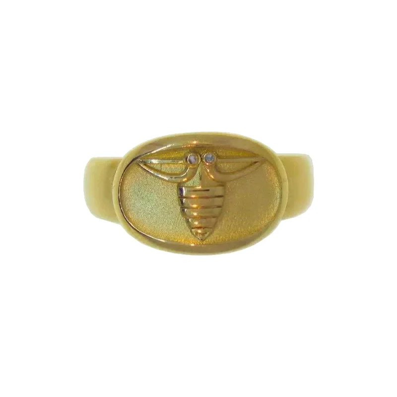 Women's rings exotic-peridot-Diamond Amore Bee Signet Ring