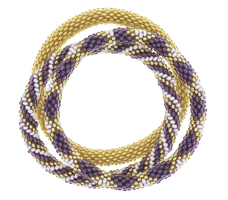 thin gold bracelets for women -Game Day Roll-On® Bracelets <br> Purple & Gold