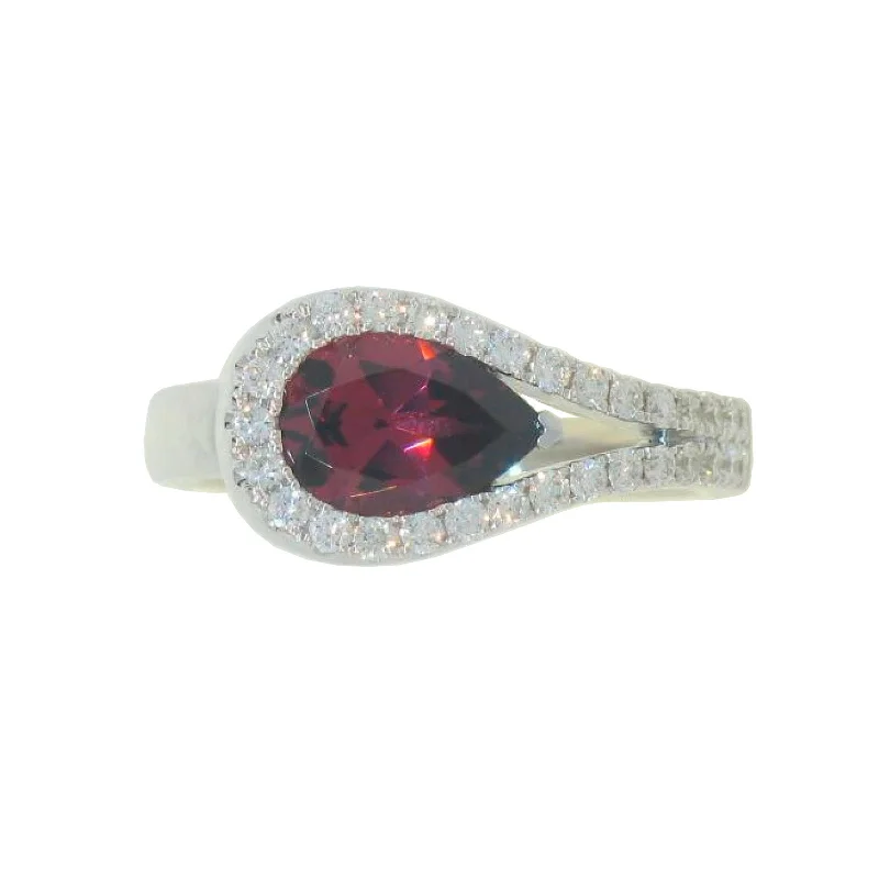 Women's rings timeless-gleam-Garnet & Diamond Lasso Ring