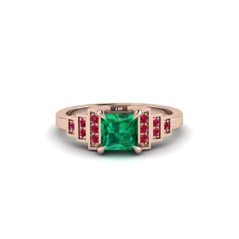 filigree engagement rings for women -Emerald Geometric Princess Cut Engagement Ring - Thea No. 50