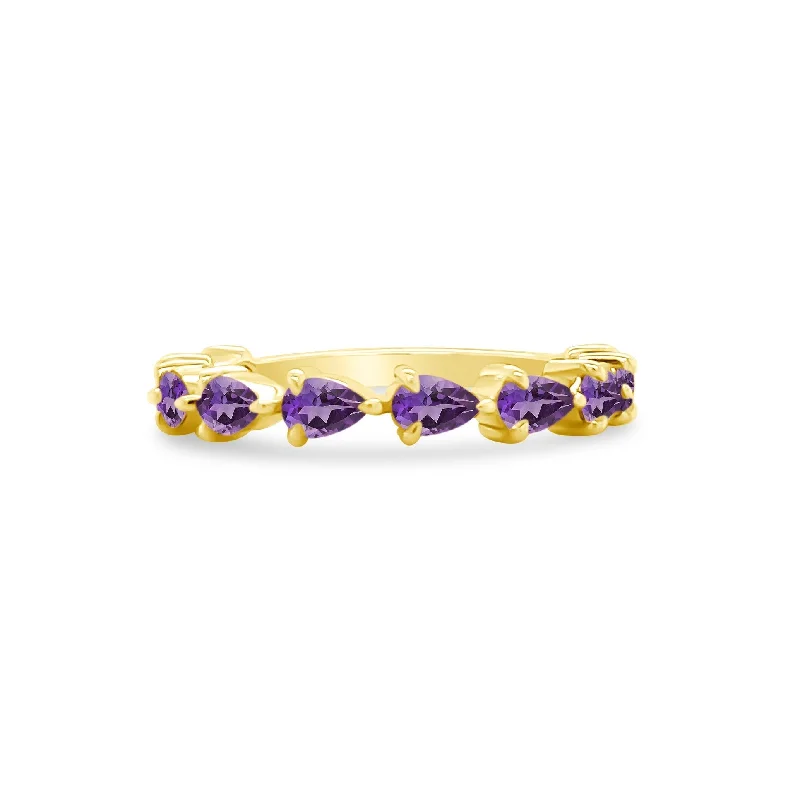 Women's rings split-shank-Large Amethyst Chasing Pear Band