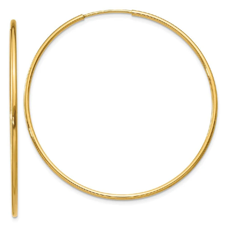 affordable earrings for women -1.25mm, 14k Yellow Gold Endless Hoop Earrings, 42mm (1 5/8 Inch)