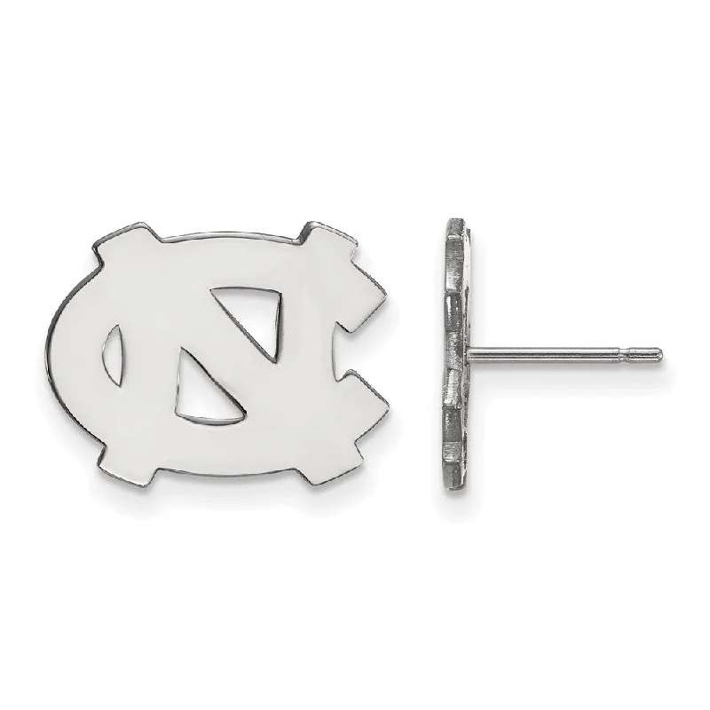 diamond stud earrings for women -10k White Gold U of North Carolina Small 'NC' Post Earrings