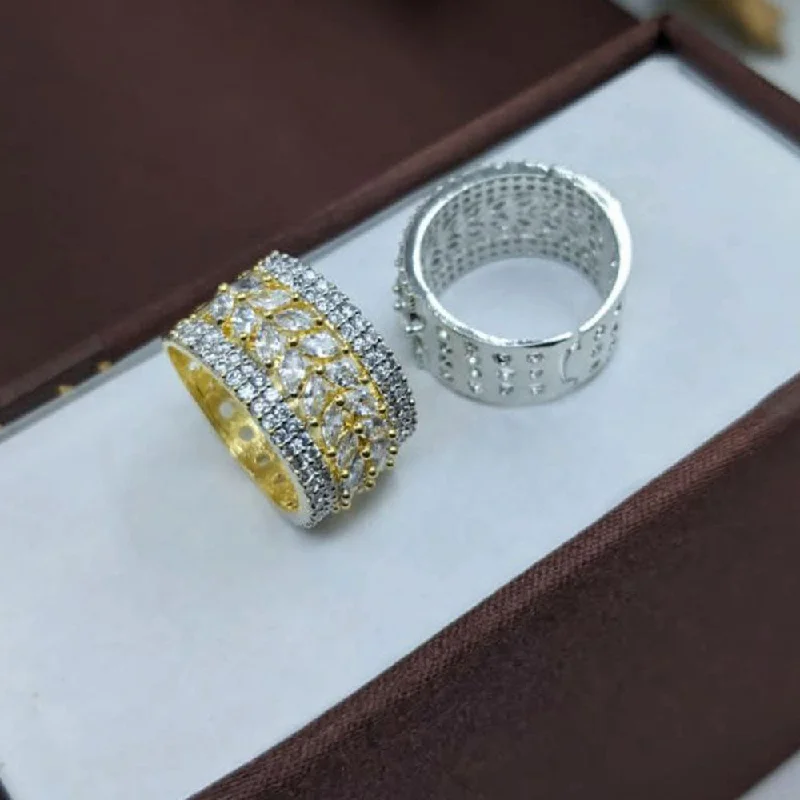 Women's rings subtle-hue-Aamrapali Gold And Silver Plated Austrian Stone Ring