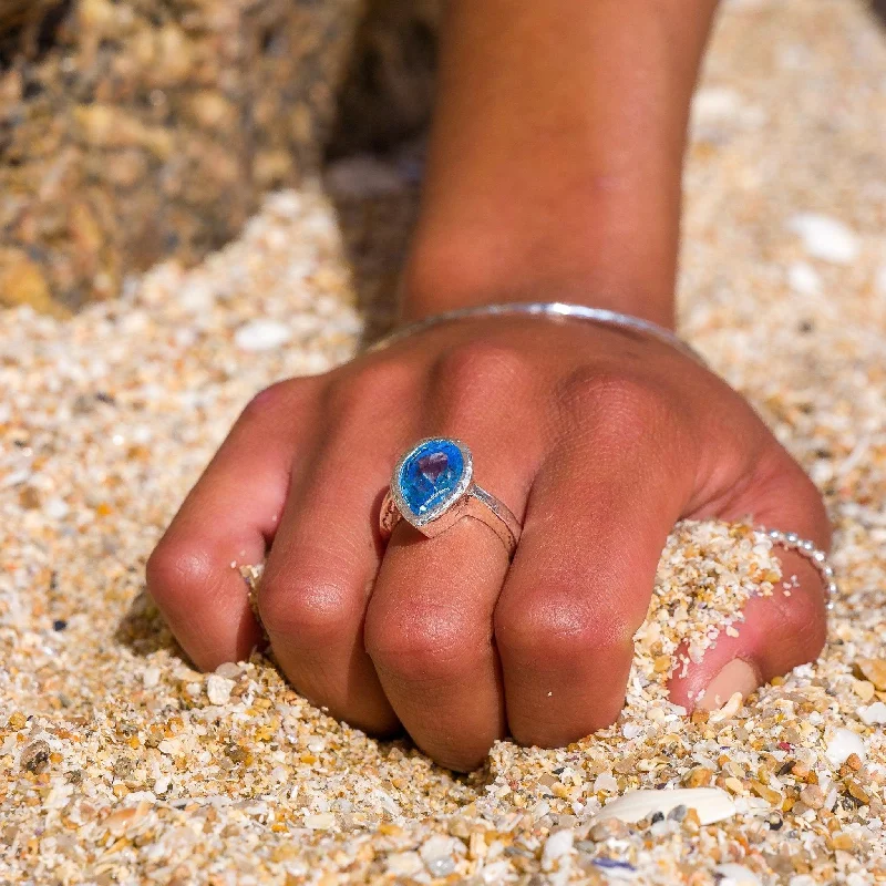 Women's rings timeless-luxe-Blue Topaz Ocean Droplet Ring