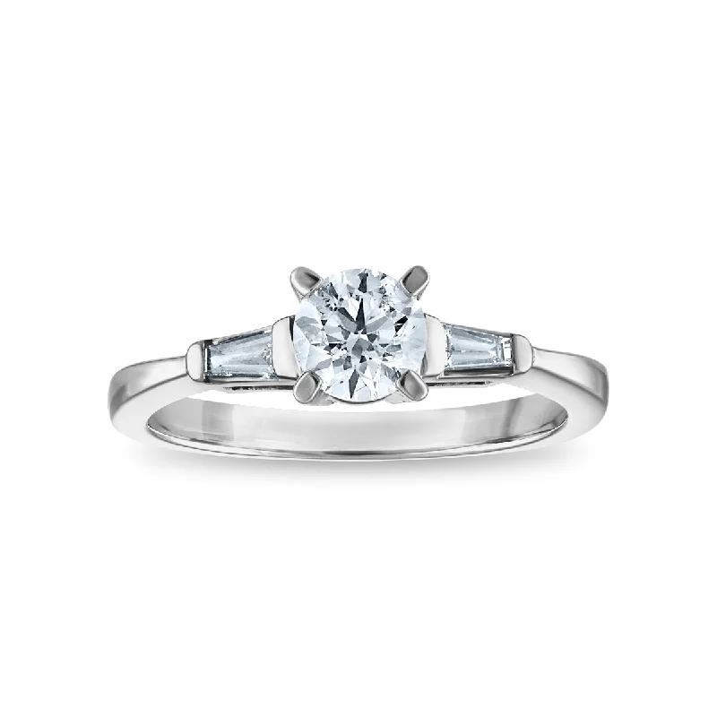 princess halo engagement rings for women -3/4 CTW Diamond Engagement Ring in 14KT White Gold