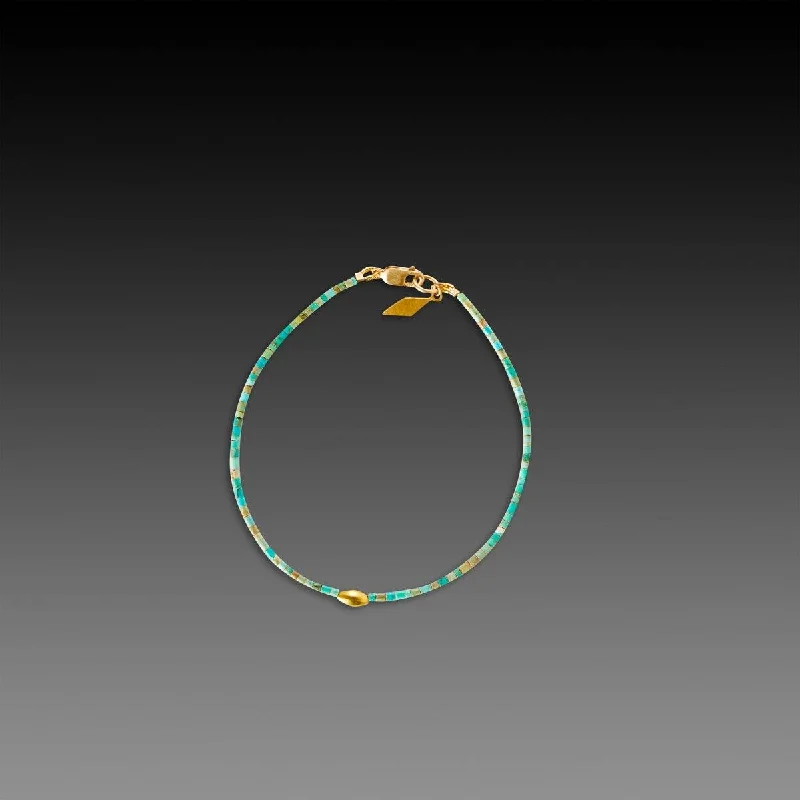 floral bracelets for women -Turquoise Bracelet with 22k Diamond Charm