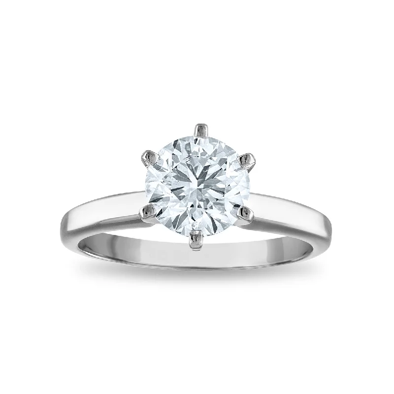 heart-shaped engagement rings for women -Signature Certificate EcoLove 2 1/2 CTW Round Lab Grown Diamond Solitaire Engagement Ring in 14KT White Gold