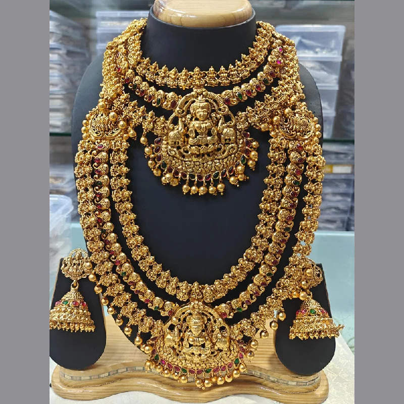 thick chain necklaces for women -Stylofinds Gold Plated Pota Stone Temple Combo Necklace Set