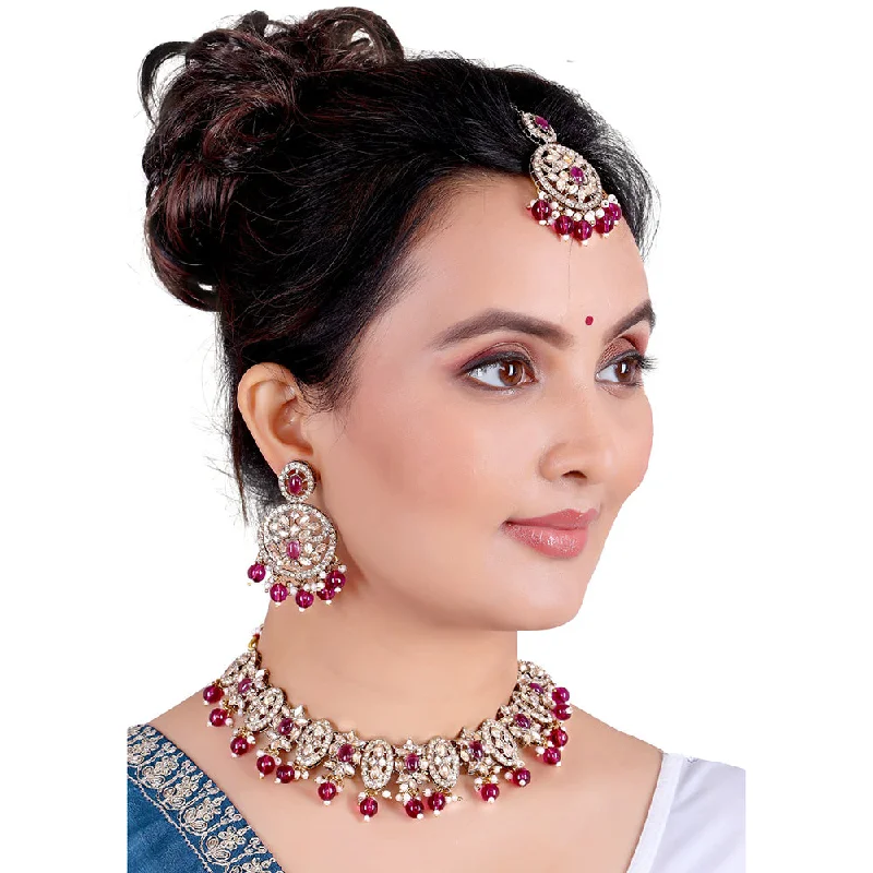 elegant necklaces for women -Rudraksh Art Antique Gold Plated Austrian Stone And Beads Necklace Set