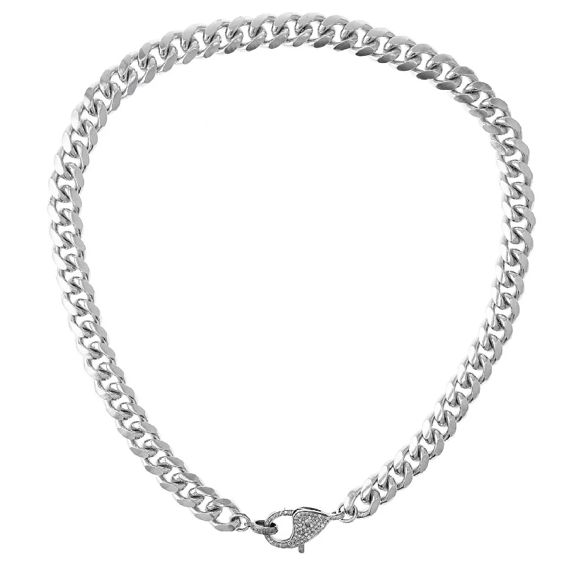 adjustable necklaces for women -Chunky Miami Link Chain Necklace with Diamond Clasp - 18"  N0003331