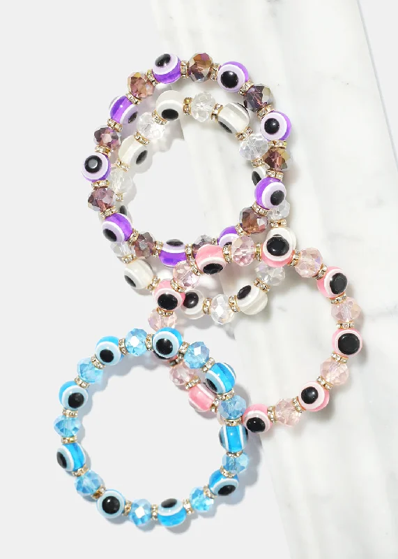 cuff bangles for women -Evil Eye Vibrant Bead Bracelet