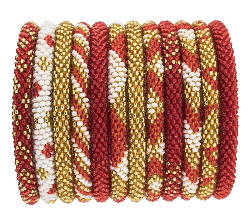 adjustable bangles for women -Game Day Roll-On® Bracelets <br> Red & Gold