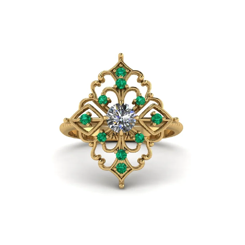 stylish engagement rings for women -Emerald Royal Filigree Cluster Engagement Ring - Zinnia No. 16