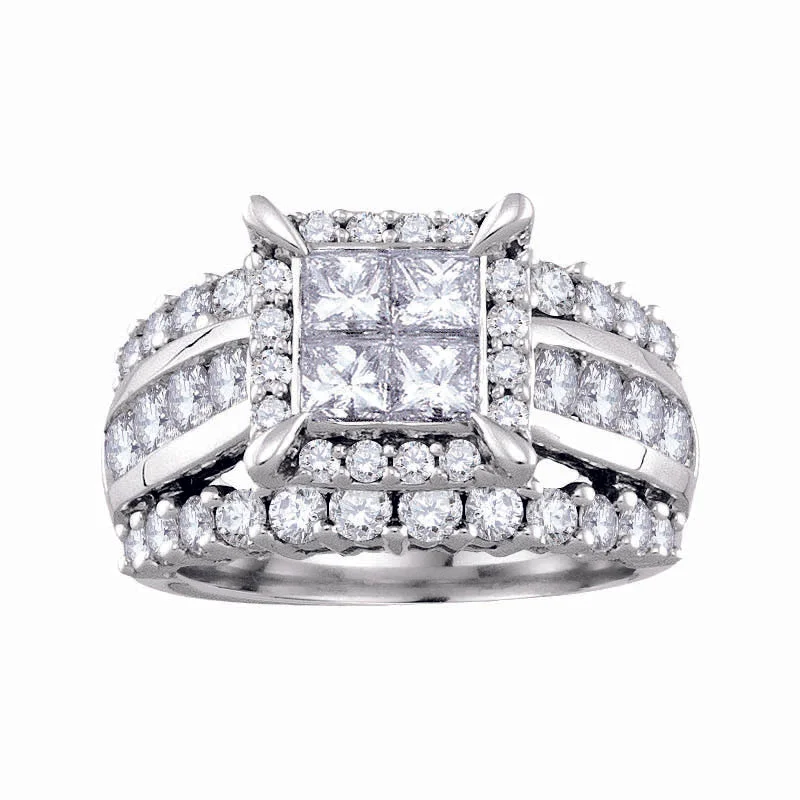 luxury platinum engagement rings -Signature 3 CTW Diamond Engagement Ring in 14KT White Gold