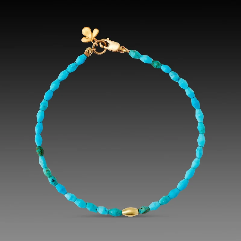 anniversary bracelets for women -Egyptian Faience & Gold Bracelet