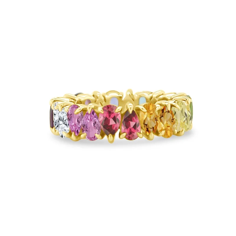 Women's rings fine-shimmer-Gemstone Rotating Pear Band