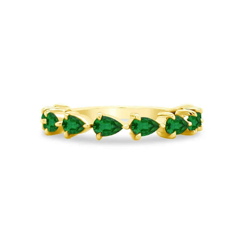 Women's rings radiant-carving-Petite Tsavorite Chasing Pear