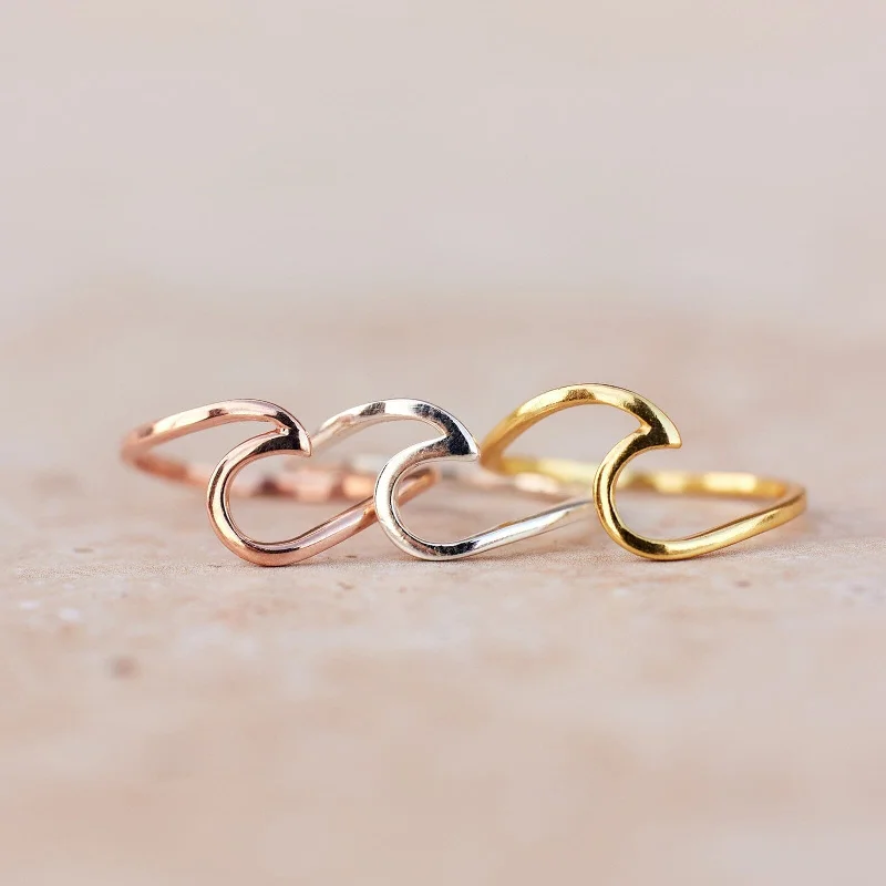 Women's rings snug-arc-Rose Gold Wave Ring