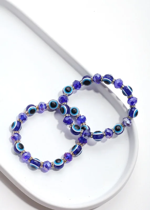 beaded bracelets for women -Blue Evil Eye Bead Bracelet