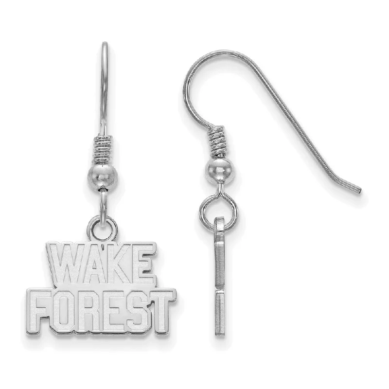 high fashion earrings for women -Sterling Silver Wake Forest University XS (Tiny) Dangle Earrings