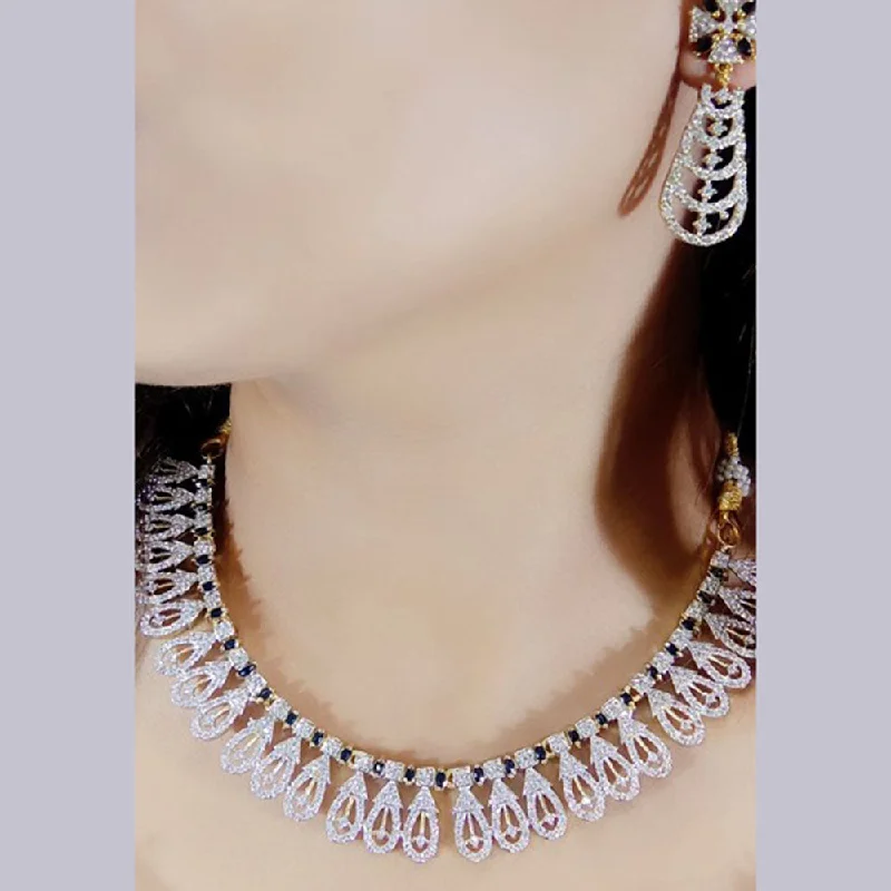 casual wear necklaces for women -Beeji Creations American Diamonds Necklace Set